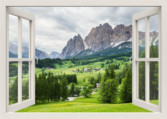 Mountain Wall Decal, 3d Window Wall Decal, Nature Wall Decal, Window Frame, Window View Wall Mural, Living Bedroom Room Home Wall Decor
