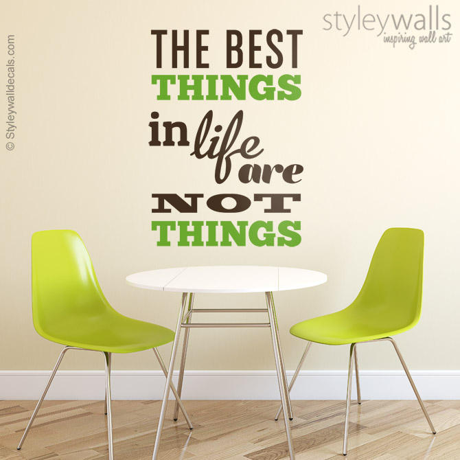 The Best Things in Life are Not Things Quote Wall Decal, Vinyl Lettering, Quote Wall Decal for Office Decor, Inspirational Vinyl Lettering