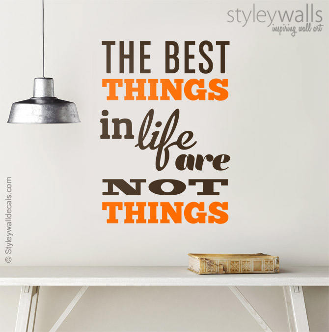 The Best Things in Life are Not Things Quote Wall Decal, Vinyl Lettering, Quote Wall Decal for Office Decor, Inspirational Vinyl Lettering