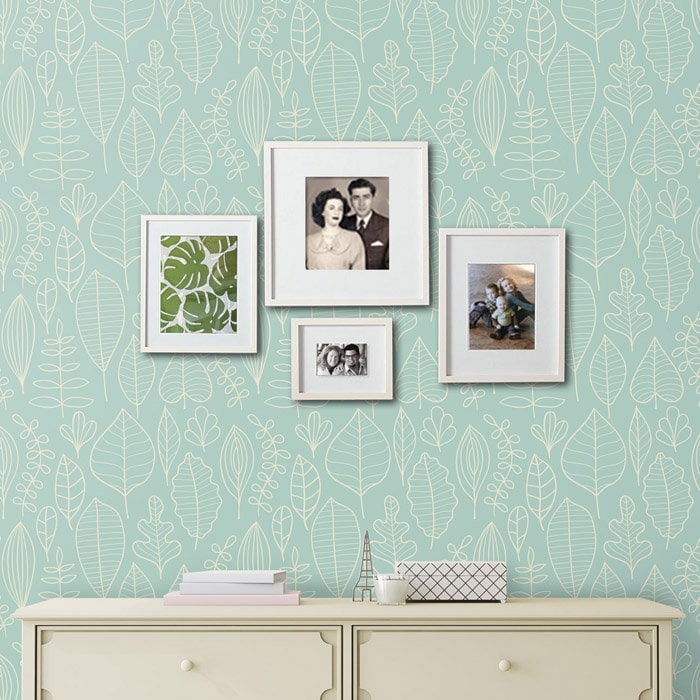 Leaves Wallpaper, Leaf Pattern Wallpaper, Repositionable Removable Fabric Wallpaper, Home Room Decor, Peel and Stick, Self Adhesive
