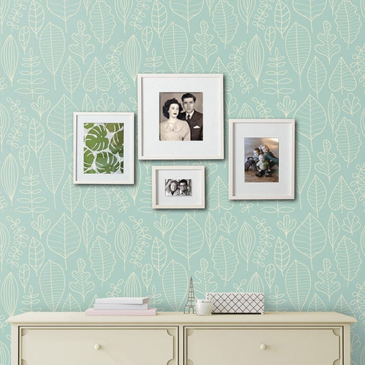 Leaves Wallpaper, Leaf Pattern Wallpaper, Repositionable Removable Fabric Wallpaper, Home Room Decor, Peel and Stick, Self Adhesive