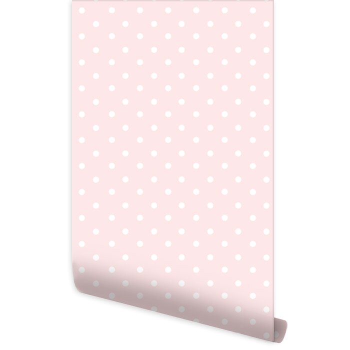 Polka Dots Wallpaper, Pink Polka Dots Repositionable Removable Fabric Wallpaper, Girls Room Decor, Peel and Stick Wallpaper