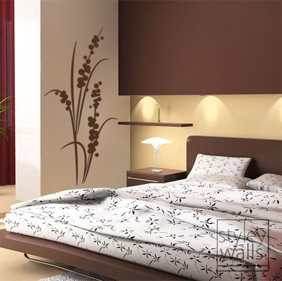 Autocollant mural en vinyle à motif floral moderne
