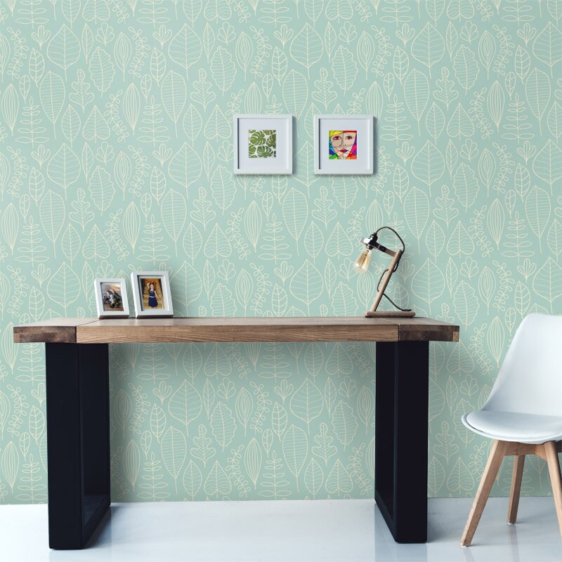 Leaves Wallpaper, Leaf Pattern Wallpaper, Repositionable Removable Fabric Wallpaper, Home Room Decor, Peel and Stick, Self Adhesive