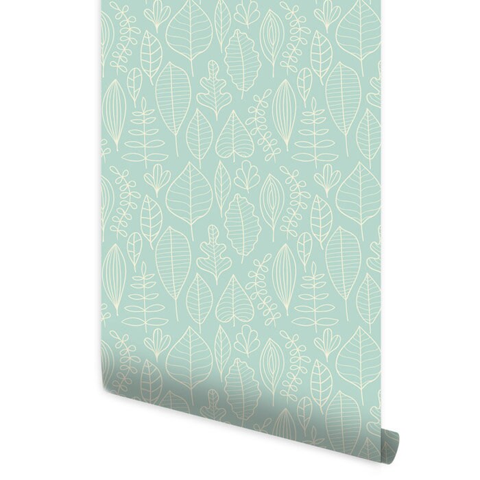 Leaves Wallpaper, Leaf Pattern Wallpaper, Repositionable Removable Fabric Wallpaper, Home Room Decor, Peel and Stick, Self Adhesive