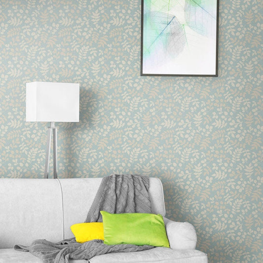 Leaves Wallpaper, Leaf Pattern Wallpaper, Repositionable Removable Fabric Wallpaper, Self Adhesive Home Room Decor Wallpaper, Peel and Stick