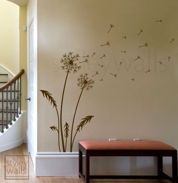 Autocollant mural pissenlit, autocollant mural souhaits pissenlit, autocollant pour la maison pissenlit, autocollant mural pissenlit décoration intérieure, pissenlit emporté par le vent