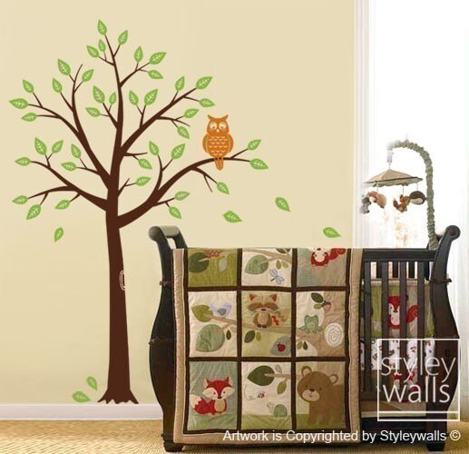 Tree and Owl - Nursery Vinyl Wall Decal