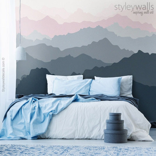 Mountain Wallpaper, Mountains View Mural Wallpaper, Repositionable Fabric Wallpaper, Peel and Stick Wallpaper, Home Room Decor, Wall Decor
