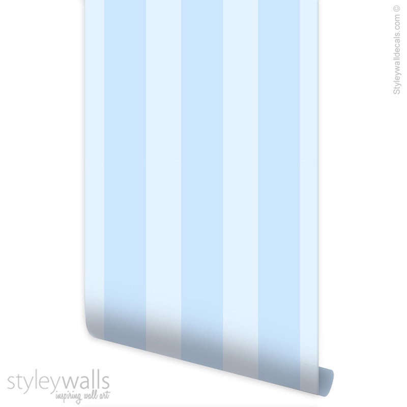 Striped Pattern Wallpaper, Blue Vertical Stripes Wallpaper, Peel and Stick, Self Adhesive Repositionable Removable Fabric, Kids Room Decor