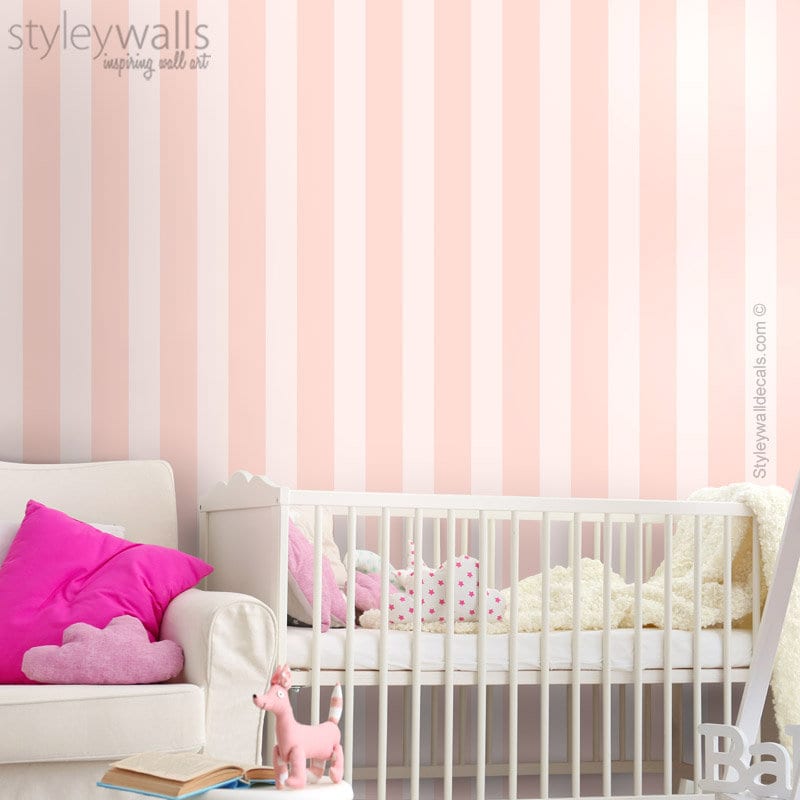 Pink Stripes Wallpaper, Vertical Striped Pattern Wallpaper, Repositionable Removable Fabric, Kids Room Decor, Peel and Stick, Self Adhesive