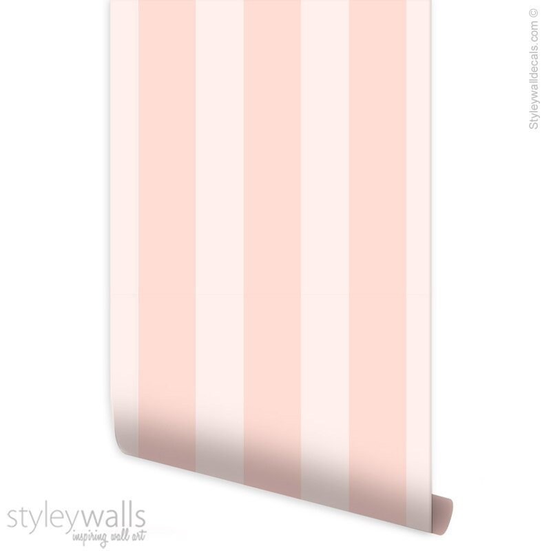 Pink Stripes Wallpaper, Vertical Striped Pattern Wallpaper, Repositionable Removable Fabric, Kids Room Decor, Peel and Stick, Self Adhesive