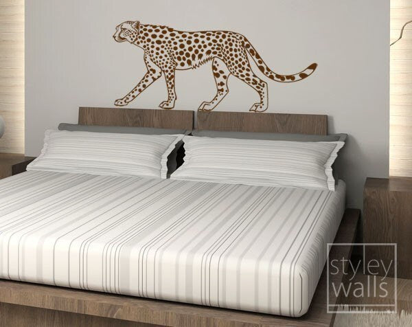 Decorative Cheetah Wall Decal, Leopard Wall Decal, Wild Animals Nature Wall Decal Sticker, Cheetah Wall Sticker, Home Decor for Living Room