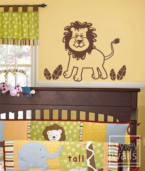 Autocollant mural Lion, autocollant mural Animaux de la jungle, autocollant mural Lion, petit autocollant mural Lion de la jungle pour enfants, autocollant mural pour chambre de bébé Lion