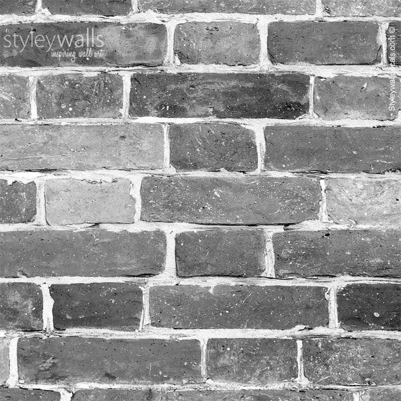 Bricks Wallpaper, Black White Gray Brick Pattern Wallpaper, Vintage Bricks Self Adhesive, Repositionable Peel and Stick, Removable Fabric