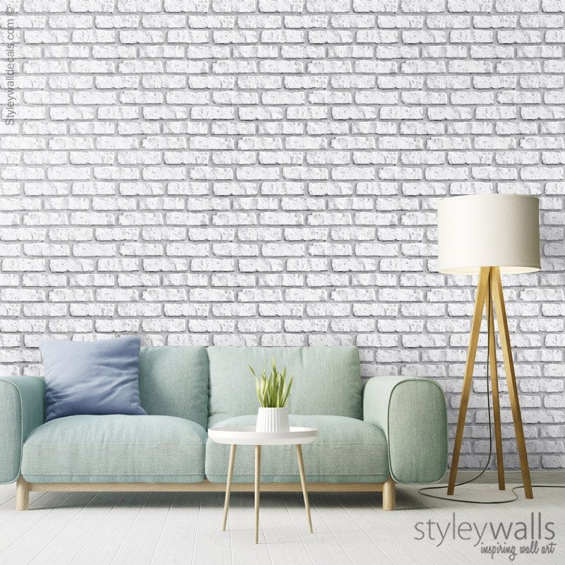 Bricks Wallpaper, White Brick Pattern Wallpaper, White Vintage Bricks Fabric Self Adhesive and Repositionable, Peel and Stick Wallpaper