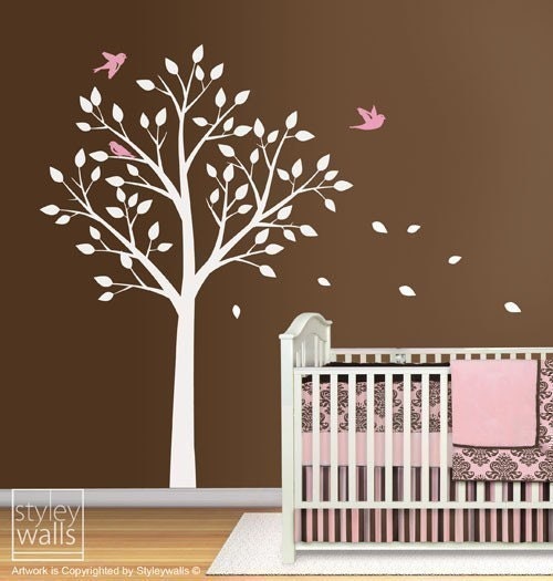 Tree and Birds Wall Decal, TODAY ON SALE, Tree Wall Decal for Nursery Kids Room Decor, Tree with Birds Wall Sticker, Tree Wall Sticker