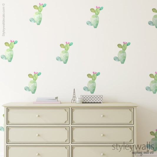 Cactus Wall Decal, Watercolor Cactus Wall Decal, Cactus Wall Decor, Cacti Wall Decal, Nursery Kids Room, Living Room Home Decor