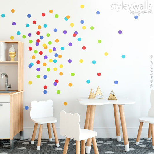 Rainbow Polka Dots Wall Decal, Confetti Dots Wall Decal, Colorful Rainbow Dots Pattern Wall Decal, Kids Room Wall Decals, Dots Wall Decor
