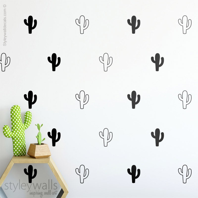 Cactus Wall Decal, Cacti Wall Decor, Cactus Pattern Instant Wall Decal, Cactus Room Decor, Living Room Modern Nursery Kids Room Decals