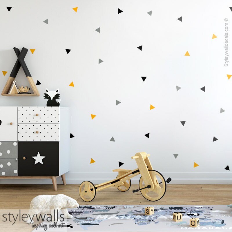 Triangles Wall Decal, Triangles Pattern Wall Sticker, Triangle Wall Decor, Geometric Shapes, Nursery Kids Room Wall Decal, Triangles Nursery