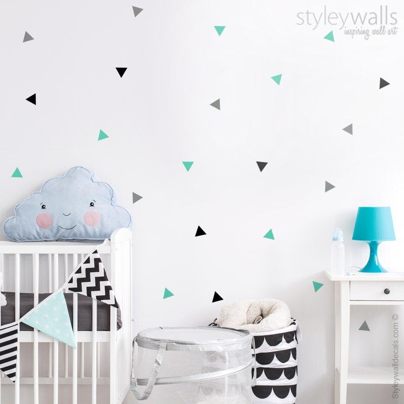 Triangles Wall Decal, Triangles Pattern Wall Sticker, Triangle Wall Decor, Geometric Shapes, Nursery Kids Room Wall Decal, Triangles Nursery