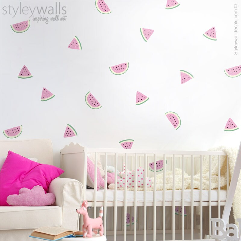 Watermelon Wall Decal, Watermelon Wall Sticker, Watermelon Wall Decor, Watermelon Slices Wall Decal, Summer Decals, Nursery Kids Room Decals