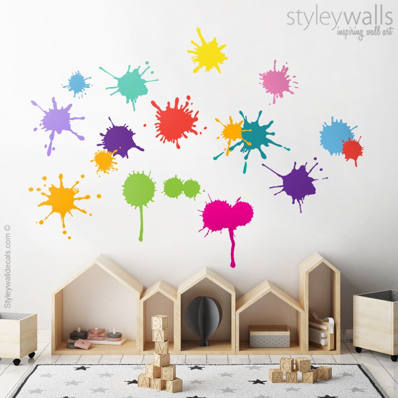 Color Splash Wall Decal, Ink Splash Wall Decal, Multicolor Paint Splash Wall Decal, Colors Wall Decal, Kids Room Nursery Wall Decals
