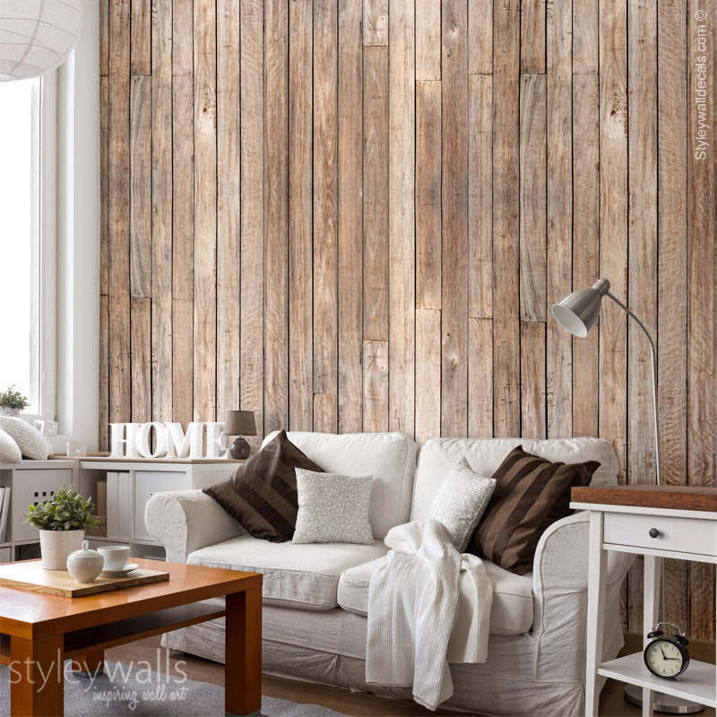 Brown Wood Wallpaper, Wood Pattern Wallpaper, Vitange Wood Wallpaper, Self Adhesive, Repositionable Peel and Stick, Removable Fabric