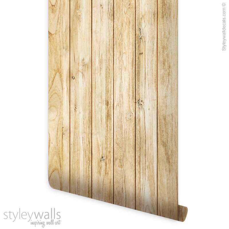 Wood Wallpaper, Yellow Wood Wallpaper, Vintage Wood Texture Wallpaper, Repositionable Fabric Wallpaper, Peel and Stick, Self Adhesive