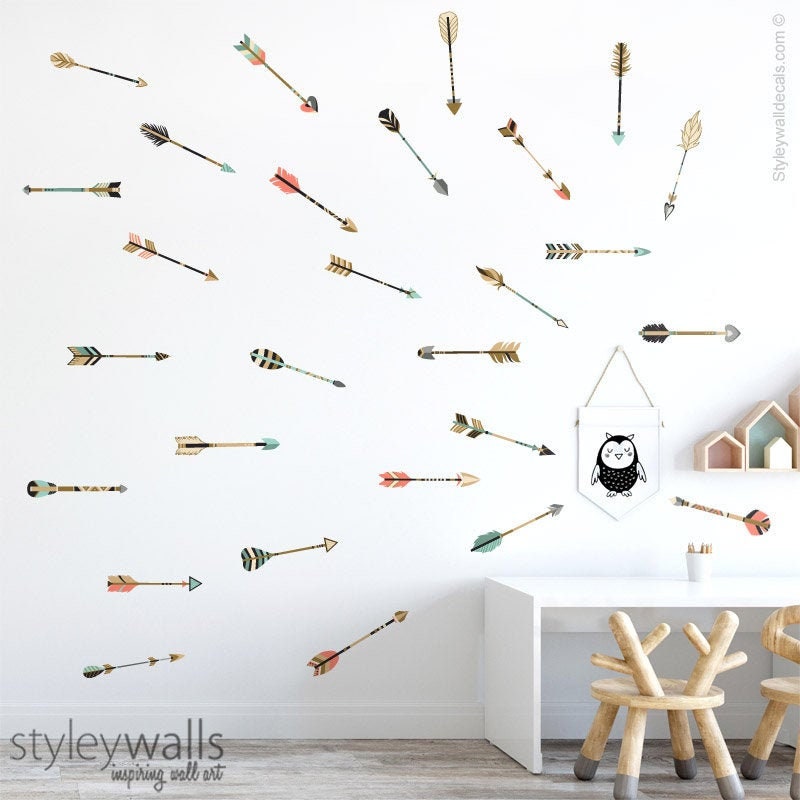 Arrows Wall Decal, Tribal Arrows Wall Decal, Arrows Wall Decor, Tribal Wall Decor, Nursery Kids Room Tribal Decor, Kids Vinyl Wall Decals