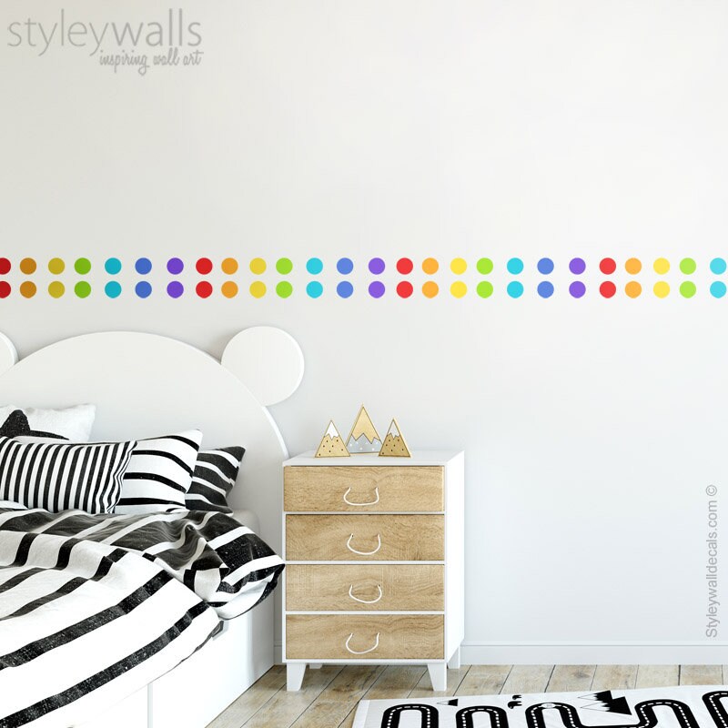Rainbow Polka Dots Wall Decal, Confetti Dots Wall Decal, Colorful Rainbow Dots Pattern Wall Decal, Kids Room Wall Decals, Dots Wall Decor