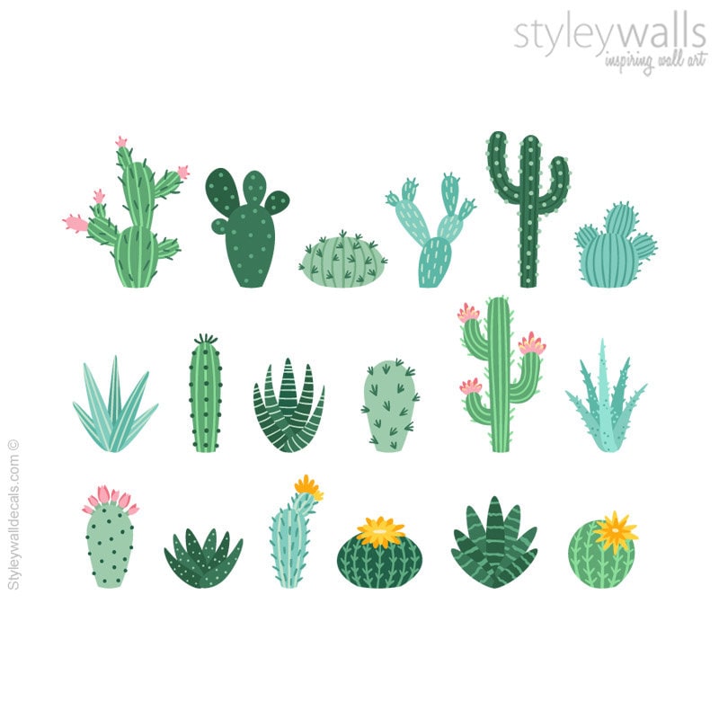 Cactus Wall Decal, Cactus Wall Stickers, Cacti Wall Decor, Cactus Pots Wall Sticker, Cactus Nursery Decor, Nursery Kids Room Decor