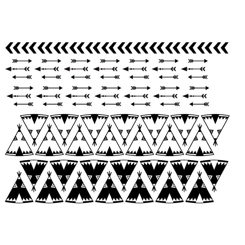 Teepee Wall Decal, Teepee Wall Decor, Teepee Wall Stickers, Arrows Wall Decal, Indian Teepee Room Decor, Tribal Wall Decal, Modern Nursery