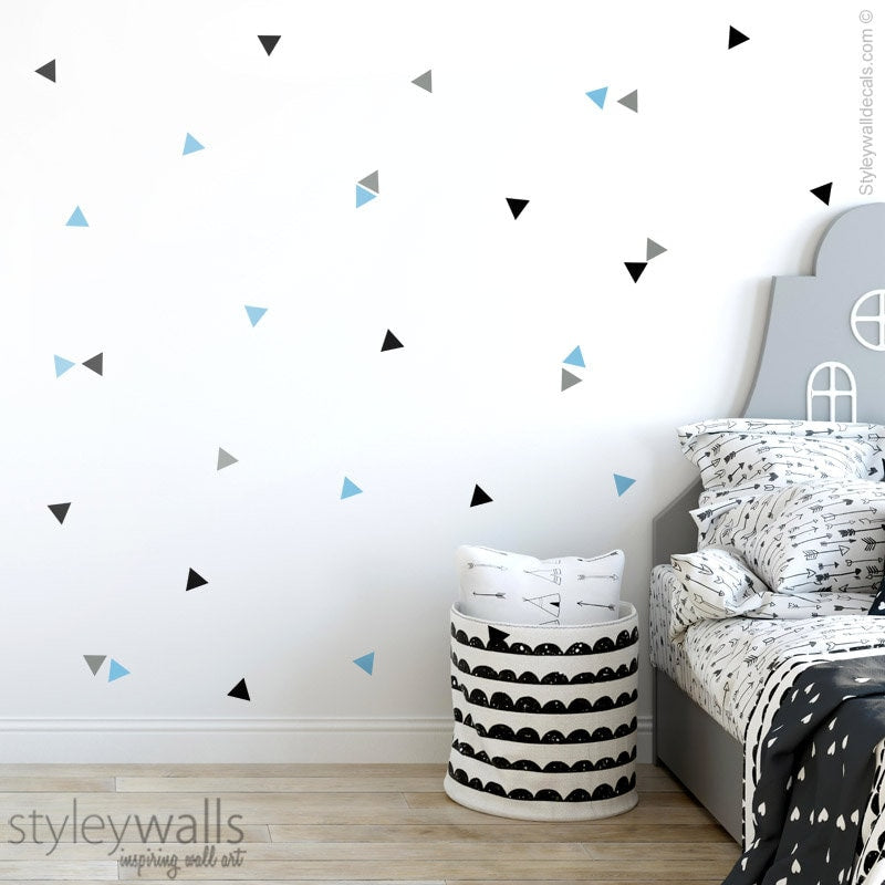 Triangles Wall Decal, Triangles Pattern Wall Sticker, Triangle Wall Decor, Geometric Shapes, Nursery Kids Room Wall Decal, Triangles Nursery