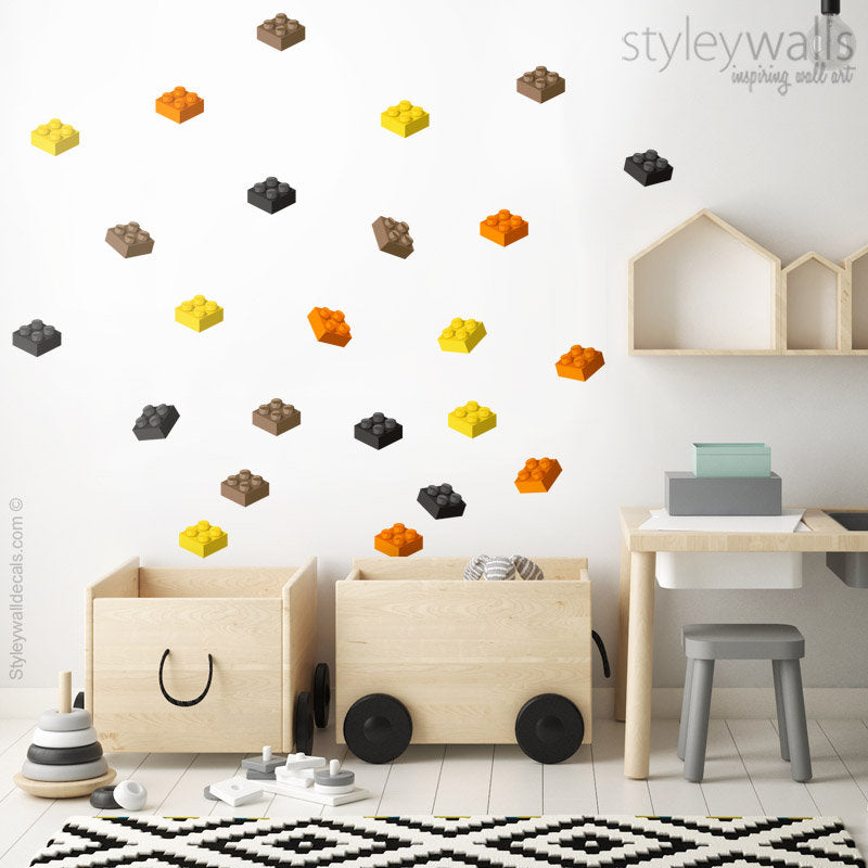 Blocks Wall Decal, Building Blocks Wall Sticker, Bricks Wall Sticker, Playroom Nursery Kids Room Playroom Wall Decor