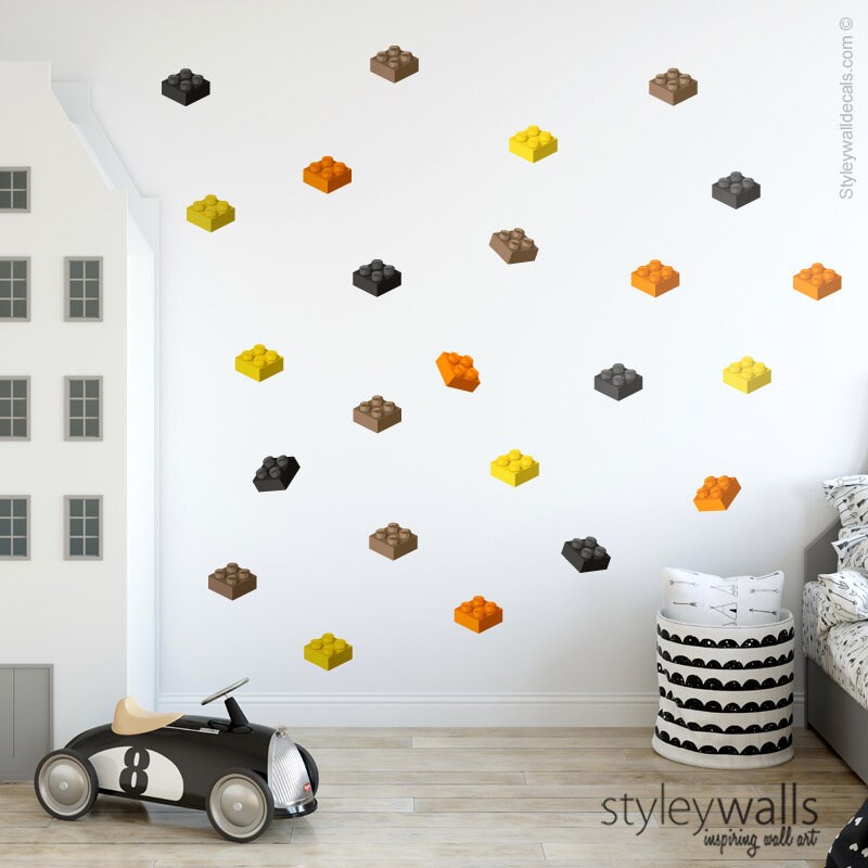 Blocks Wall Decal, Building Blocks Wall Sticker, Bricks Wall Sticker, Playroom Nursery Kids Room Playroom Wall Decor