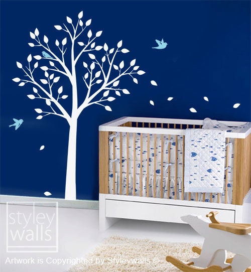 Tree and Birds Wall Decal, TODAY ON SALE, Tree Wall Decal for Nursery Kids Room Decor, Tree with Birds Wall Sticker, Tree Wall Sticker