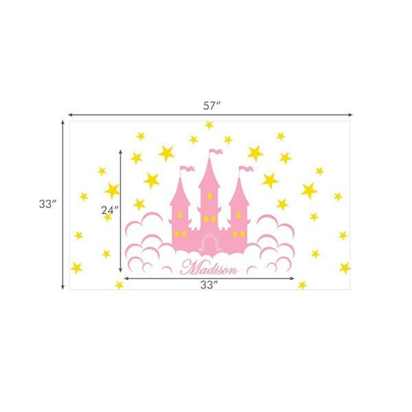 Castle Wall Decal, Fairy Princess Castle Personalized Wall Decal for Girls, Castle Sticker Decal for Nursery Baby Room Decor Wall Art