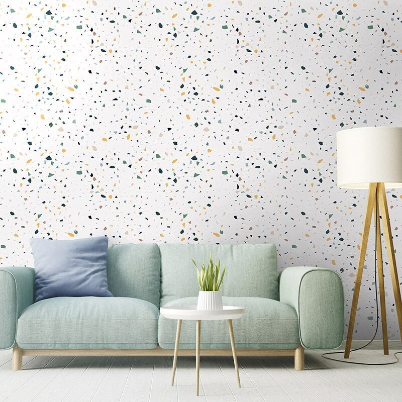 Terrazzo Pattern Wallpaper, Italian Terrazzo Wallpaper, Modern Wallpaper, Repositionable Fabric Wallpaper, Self Adhesive Wallpaper