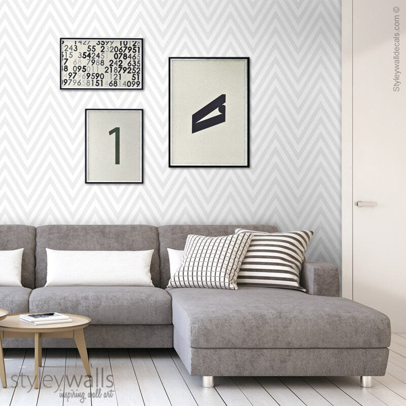 Grey Zig Zag Wallpaper, Chevron Wallpaper, Modern Pattern Lines Wallpaper, Self Adhesive Fabric Wallpaper, Peel and Stick Wallpaper