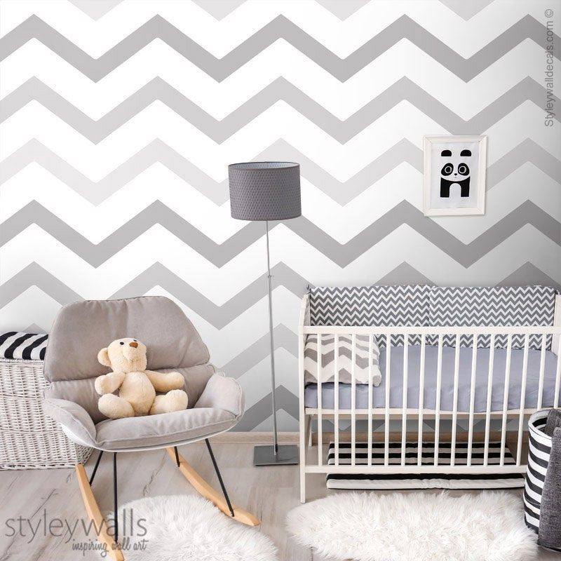 Grey Zig Zag Wallpaper, Modern Chevron Pattern Wallpaper, Lines Pattern Fabric Wallpaper, Peel and Stick, Self Adhesive Wallpaper