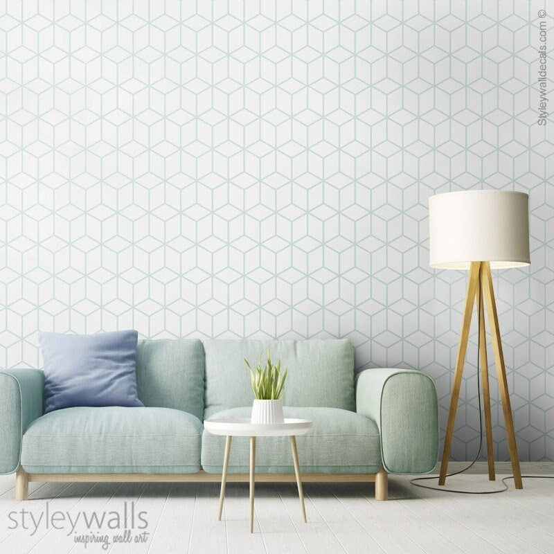 Cubes Wallpaper, Geometric Abstract Wallpaper, Hexagon Wallpaper, Cubes Wall Mural, Fabric Peel and Stick, Self Adhesive
