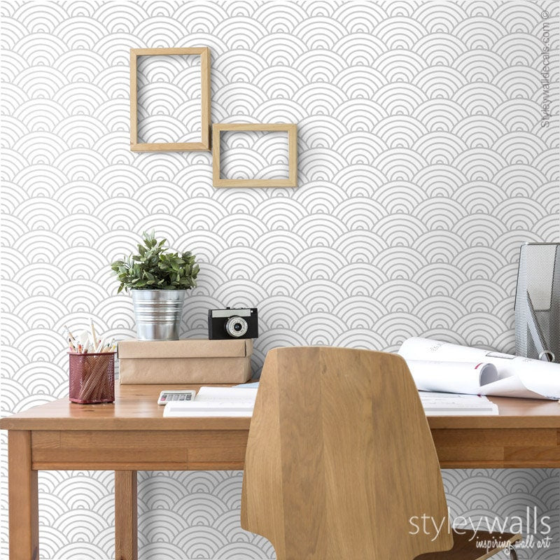 Line Waves Wallpaper, Geometric Abstract Wallpaper, Waves Wallpaper, Waves Pattern Wallpaper Fabric Peel and Stick, Self Adhesive