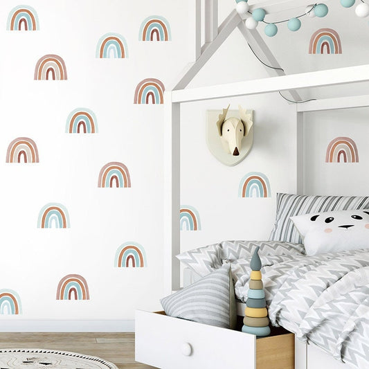 Rainbow Wall Decal, Watercolor Rainbow Wall Sticker, Pastel Colors Rainbow Decal, Kids Baby Nursery Wall Decor, Playroom Rainbow Wall Decor