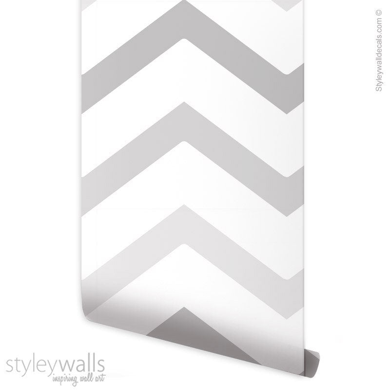 Grey Zig Zag Wallpaper, Modern Chevron Pattern Wallpaper, Lines Pattern Fabric Wallpaper, Peel and Stick, Self Adhesive Wallpaper