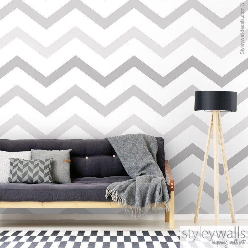 Grey Zig Zag Wallpaper, Modern Chevron Pattern Wallpaper, Lines Pattern Fabric Wallpaper, Peel and Stick, Self Adhesive Wallpaper