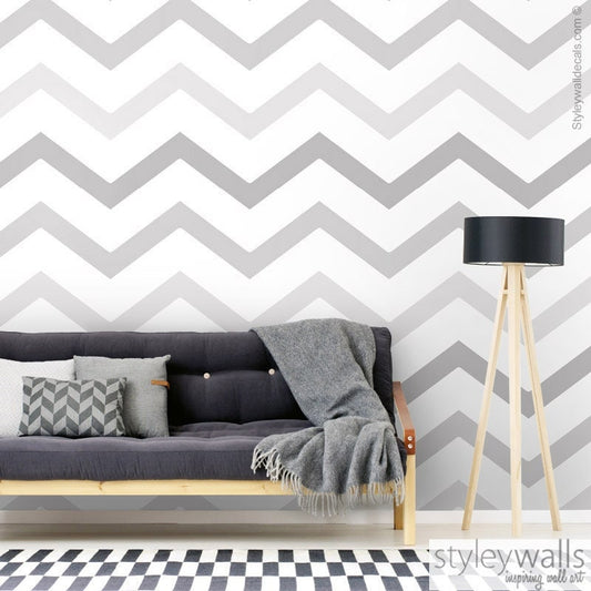 Grey Zig Zag Wallpaper, Modern Chevron Pattern Wallpaper,  Lines Pattern Fabric Wallpaper, Peel and Stick, Self Adhesive Wallpaper