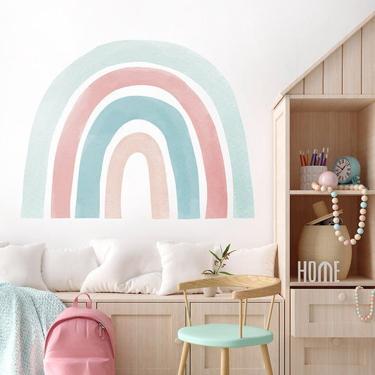 Rainbow Wall Decal, Pink Pastel Rainbow Wall Sticker, Kids Baby Room Wall Decal, Rainbow Nursery Wall Decor, Playroom Wall Decal Sticker