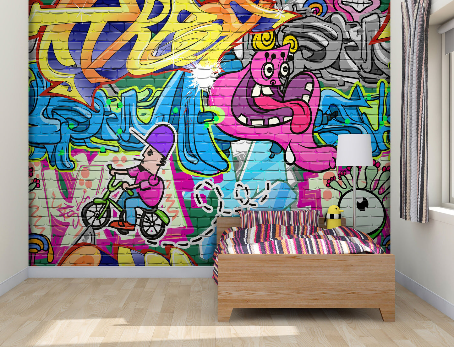 Teenage Room Graffiti Mural, Abstract Mural, Graffiti Wall Art, Graffiti Wallpaper, Repositionable Removable Fabric, Self Adhesive Mural